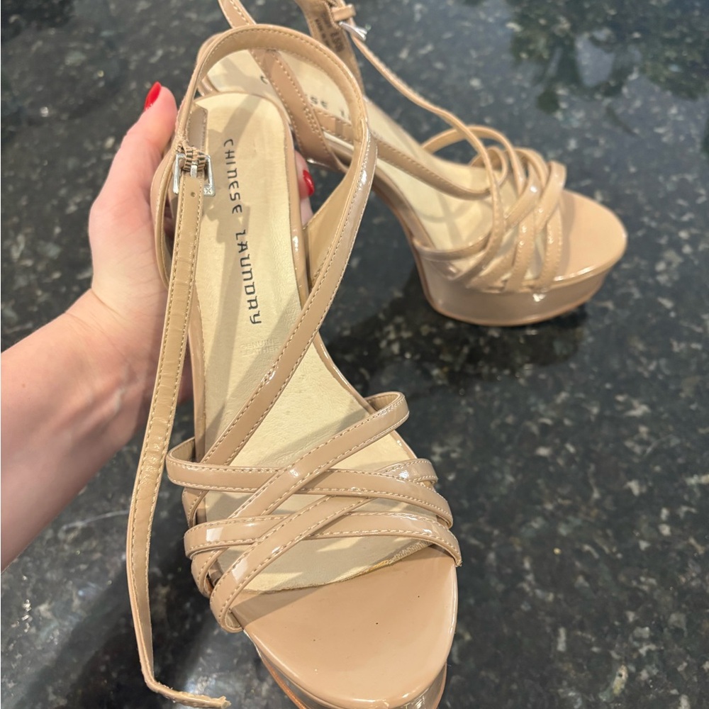 Chinese Laundry Nude Strappy Platform Heels